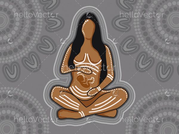 Pregnancy and yoga concept aboriginal dot art