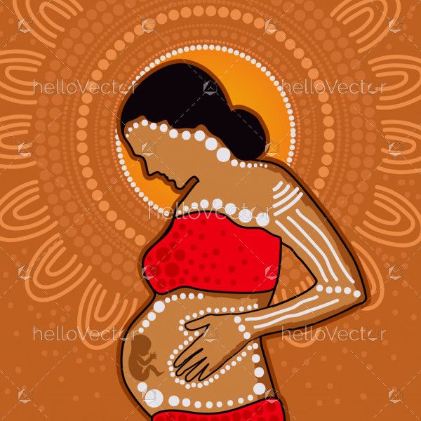 Aboriginal dot art of a pregnant woman