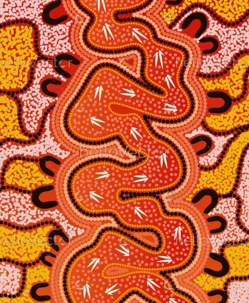 Kangaroo tracks, aboriginal dot art background