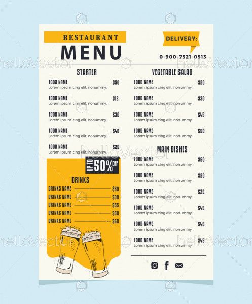Modern food menu card design