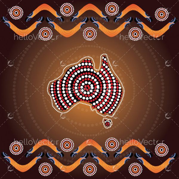Illustration based on aboriginal style of dot painting.