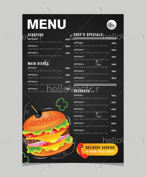 Food menu card design