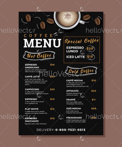 Coffee menu card design - Vector