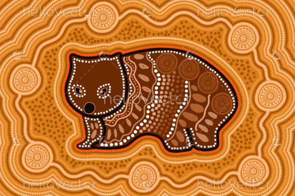 Wombat painting in aboriginal dot style