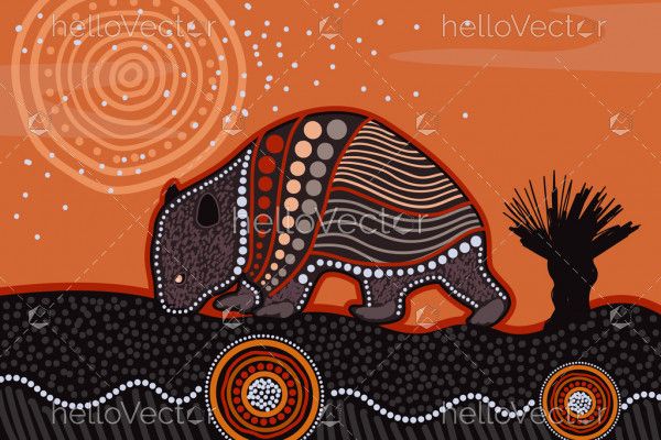 Aboriginal style of wombat painting