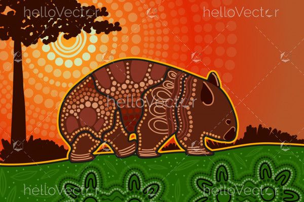 Wombat Painting - Aboriginal
