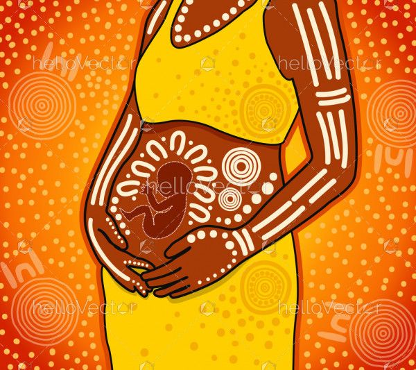 Mother and baby love aboriginal art background