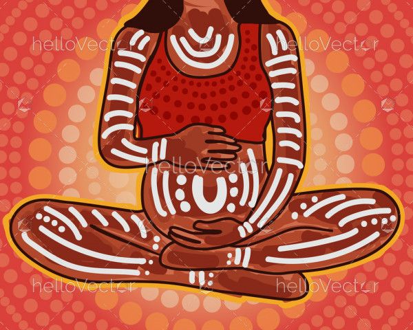 Pregnant woman aboriginal dot artwork