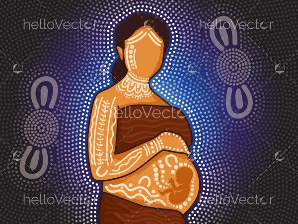 Aboriginal pregnant woman dot artwork
