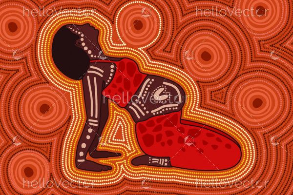 Pregnant woman fitness concept aboriginal art