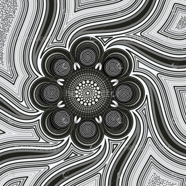 Black and white aboriginal style of artwork