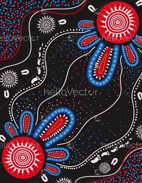 Aboriginal style of artwork on black canvas