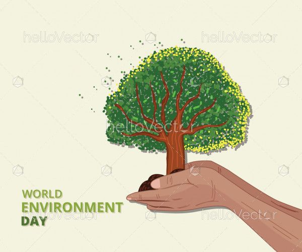 Hand holding tree - Environment day banner