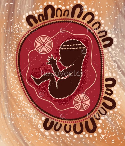 Baby in womb aboriginal artwork