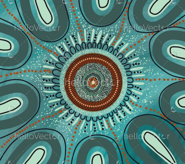 Green aboriginal artwork - Vector