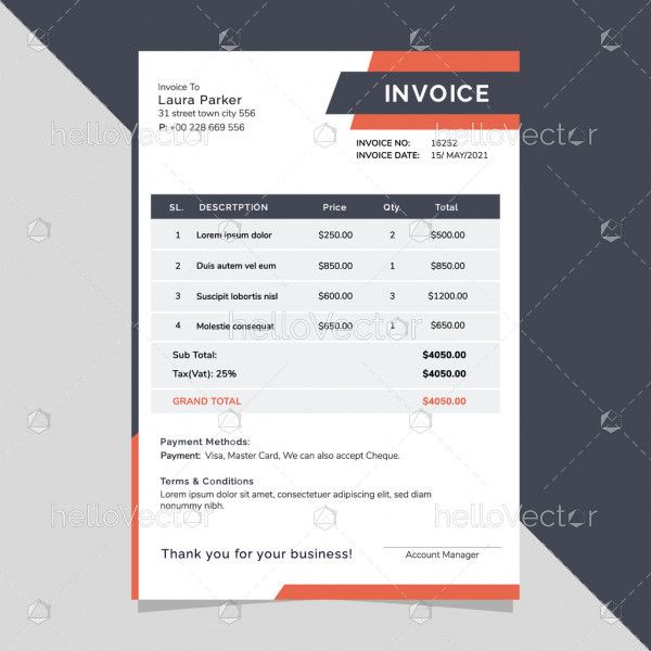 Payment invoice template vector design