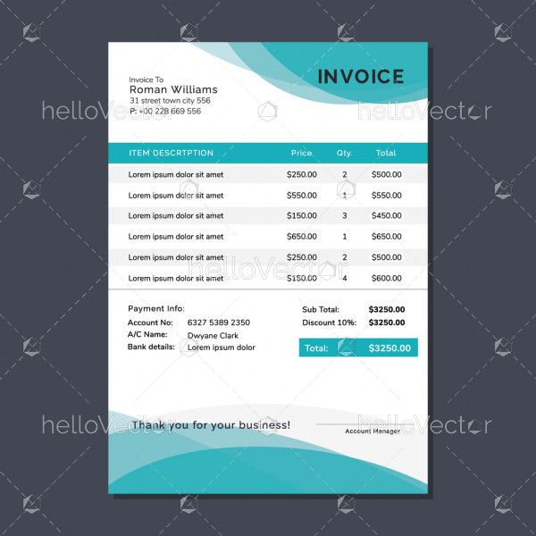 Abstract blue payment invoice template vector design