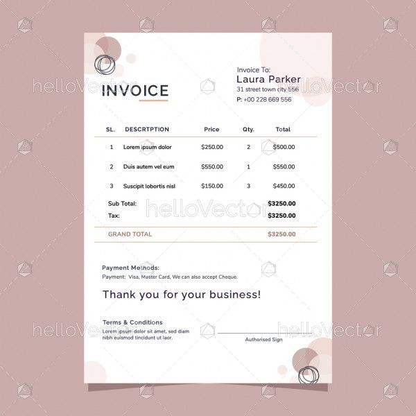Minimal style invoice template
