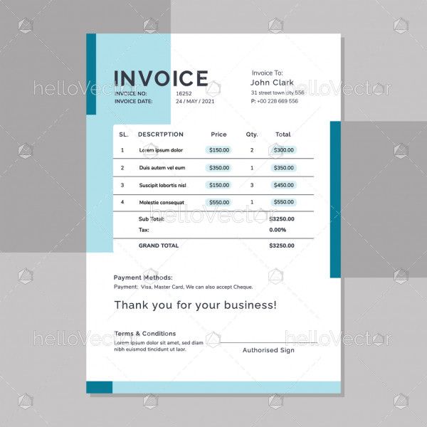 Blue payment invoice template
