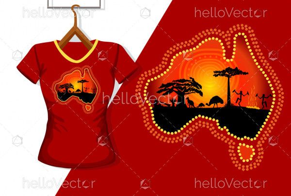 Australia travel t-shirt graphic with map