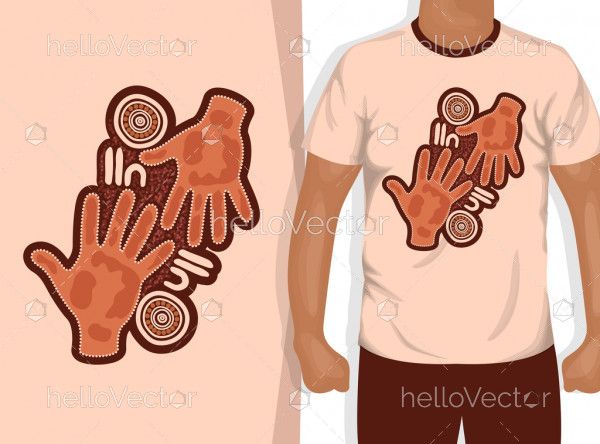 Aboriginal hand print artwork for t-shirt