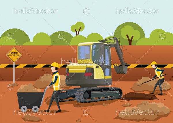 Road Construction Vector - The process of building a new road.