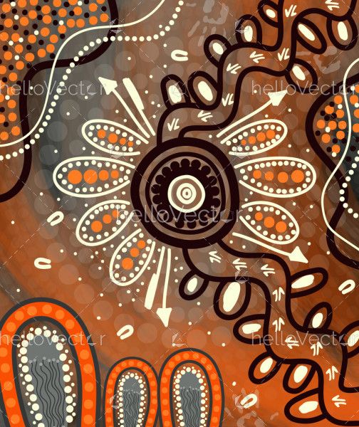 Aboriginal style of artwork - Vector