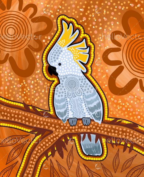 Cockatoo aboriginal art - Vector