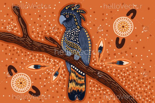 Cockatoo on tree aboriginal art