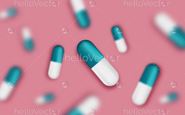 Close up view of 3d capsule illustration