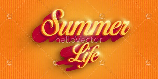 Summer life text in shiny golden 3d style