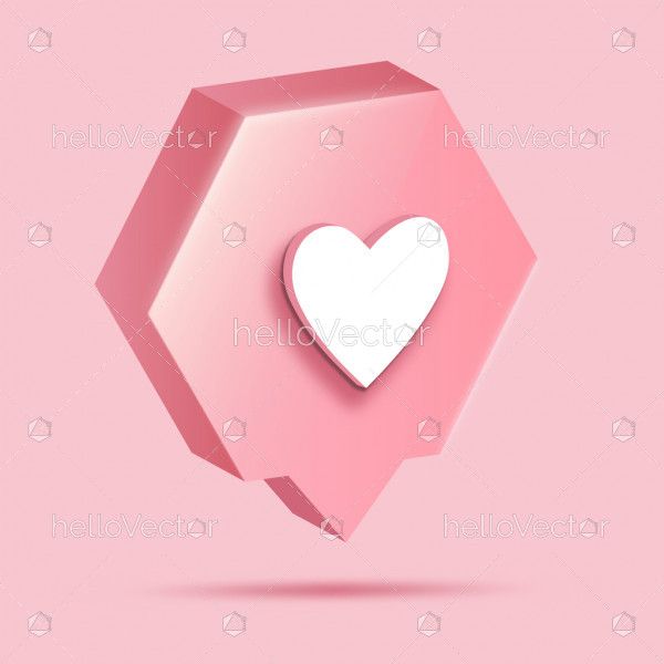 3D illustration of social media like heart icon