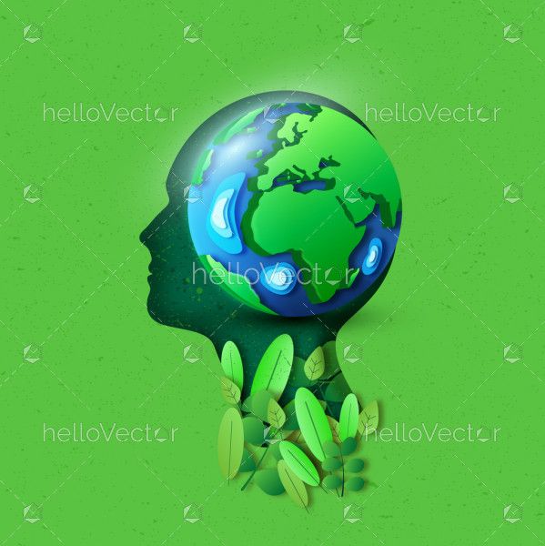 3d earth and leaves with man silhouette illustration