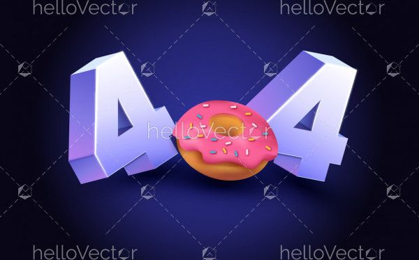 3d 404 error page with donut and isometric effect