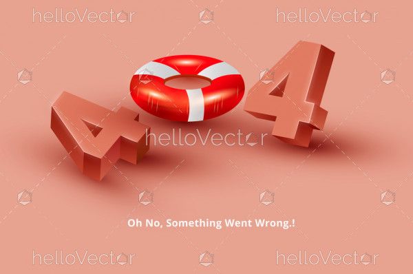 3d 404 error page with safety tube and isometric effect