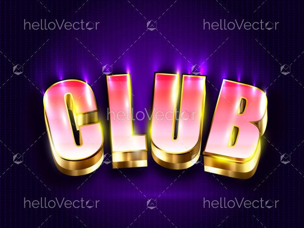 3D Club Premium Glowing Typography