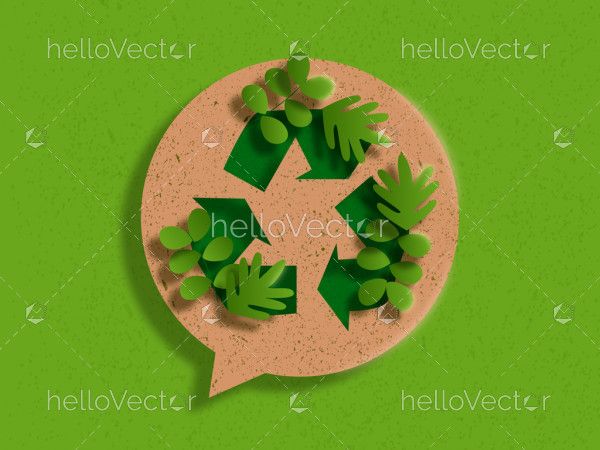 Recycle illustration with green leaves and 3d effect