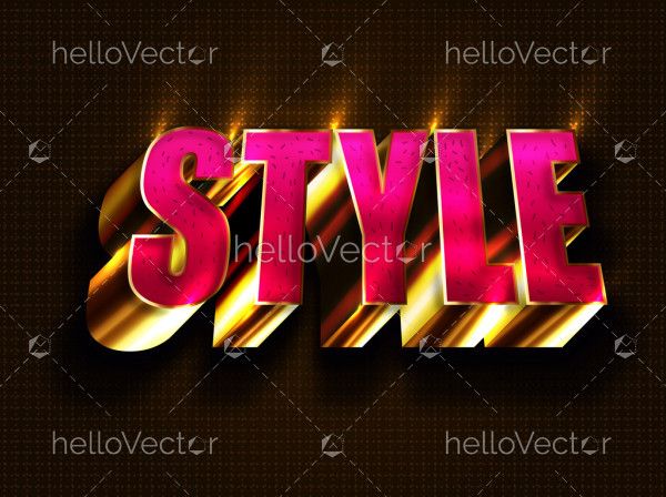 3D style typography text with golden shiny effect