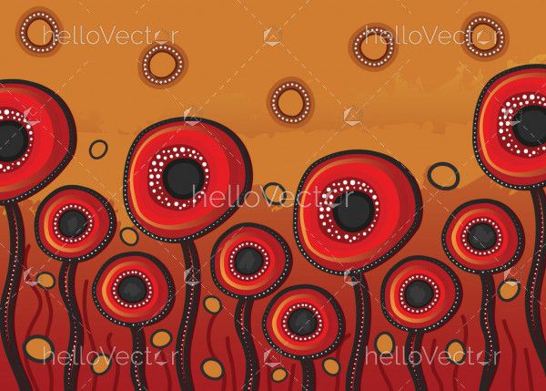 Tree artwork in aboriginal style - Vector