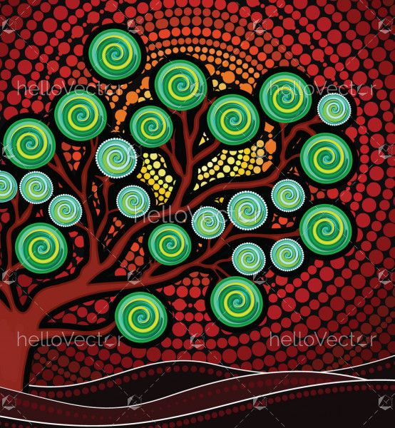 Tree on the hill aboriginal art
