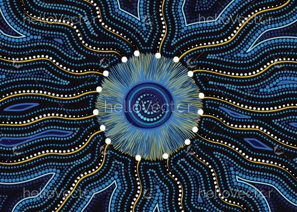 Blue aboriginal connection vector artwork
