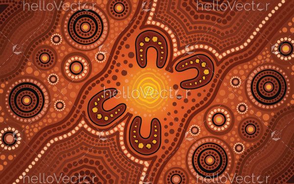 Brown aboriginal dot artwork vector