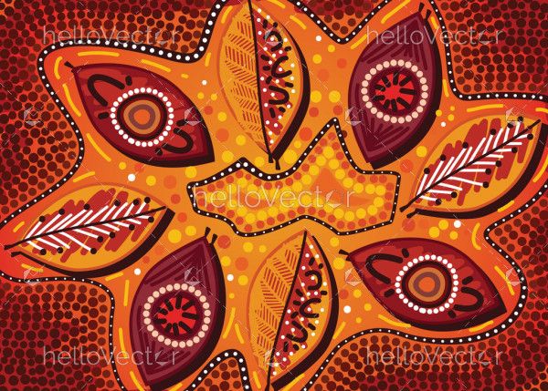 Aboriginal artwork with decorative leaves