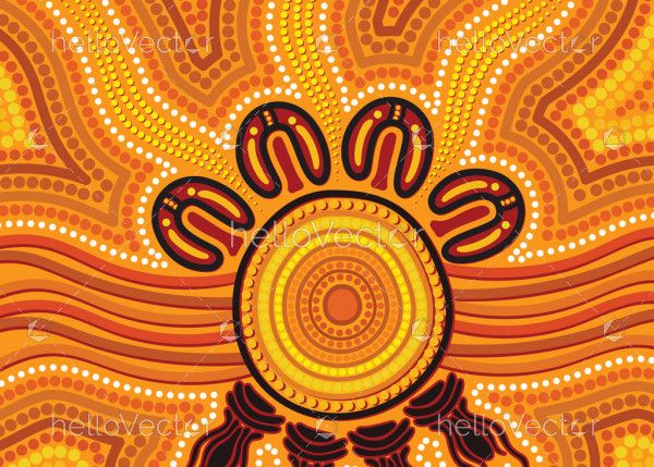 Yellow dot aboriginal artwork - Vector