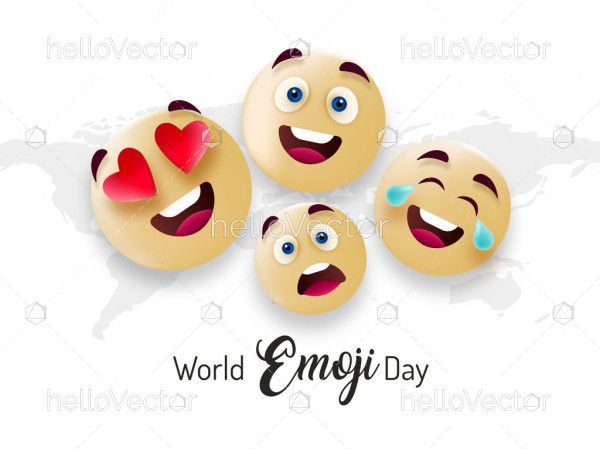 Cute emoticon faces, Emoji day illustration