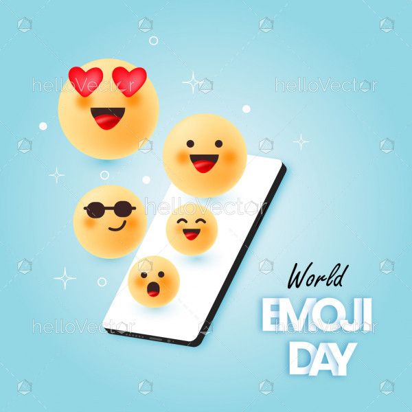Emoji with phone, world emoji day illustration