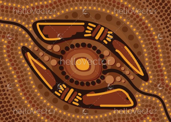 Aboriginal artwork with boomerang
