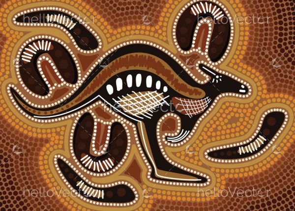 Aboriginal artwork with kangaroo
