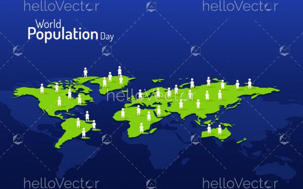 World crowd, population day concept illustration