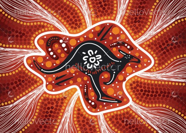 Aboriginal dot painting with kangaroo